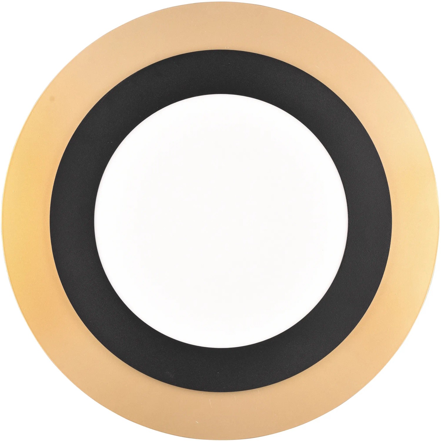 Moderne LED Deckenleuchte Morgan in Schwarz-Gold, Ø 45cm. Runde Form, dimmbar mit Fernbedienung.