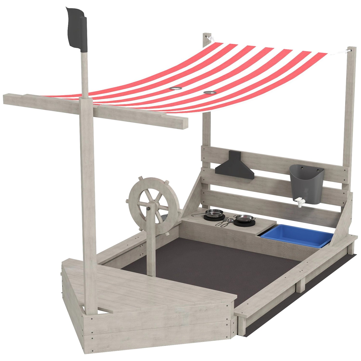 Outsunny Sandkasten Sandkiste Groß mit Abdeckung  für Kinder 3-7 Jahre günstig online kaufen