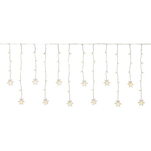 LED-Vorhang Schneeflocke mit 100 warmweißen LEDs und transparentem Kabel für winterliche Dekoration.