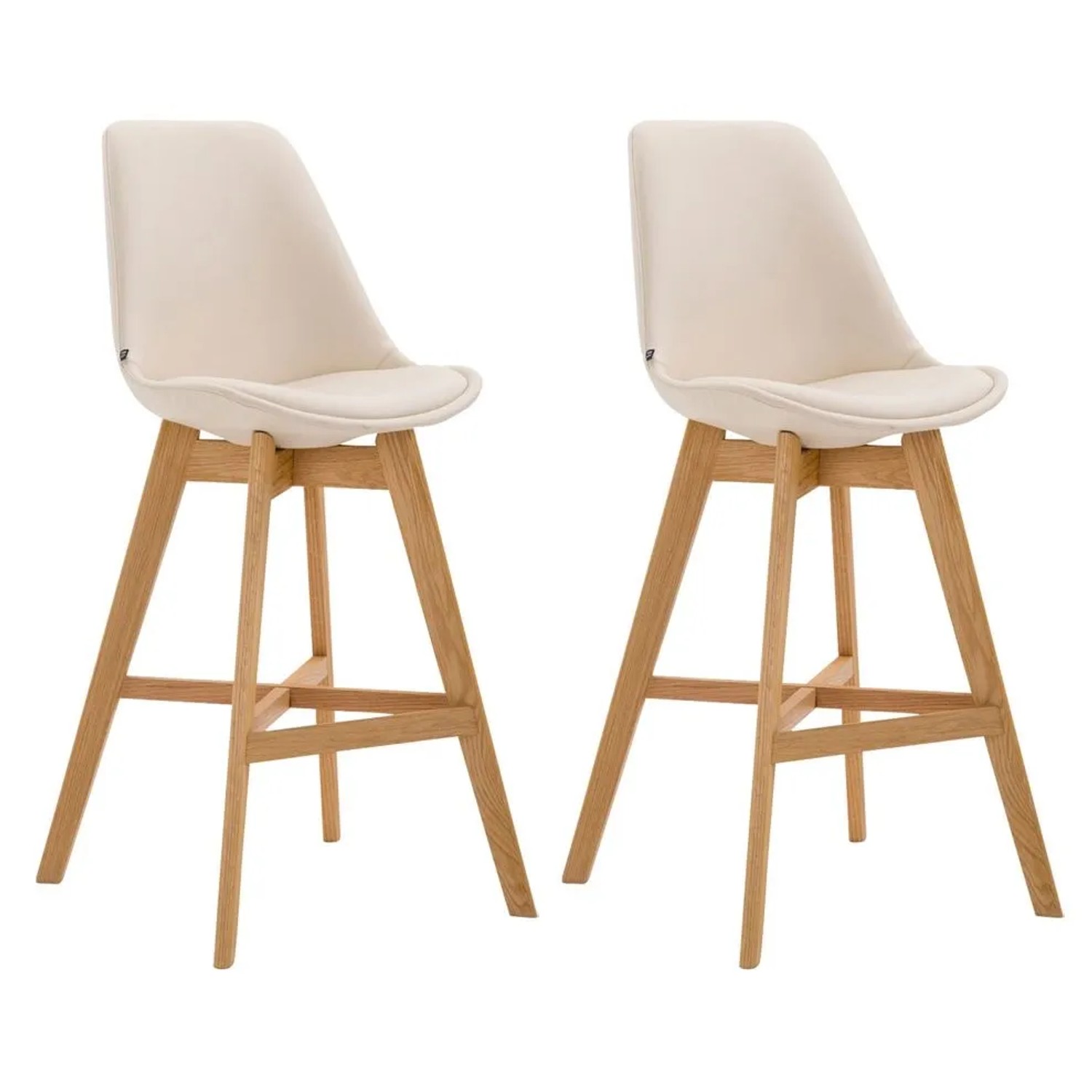 DELUKE 2er Set Barhocker DUMIR Kunstleder Creme 48x56x112cm Barstuhl Mit Lehne Tresenhocker Tresenstuhl