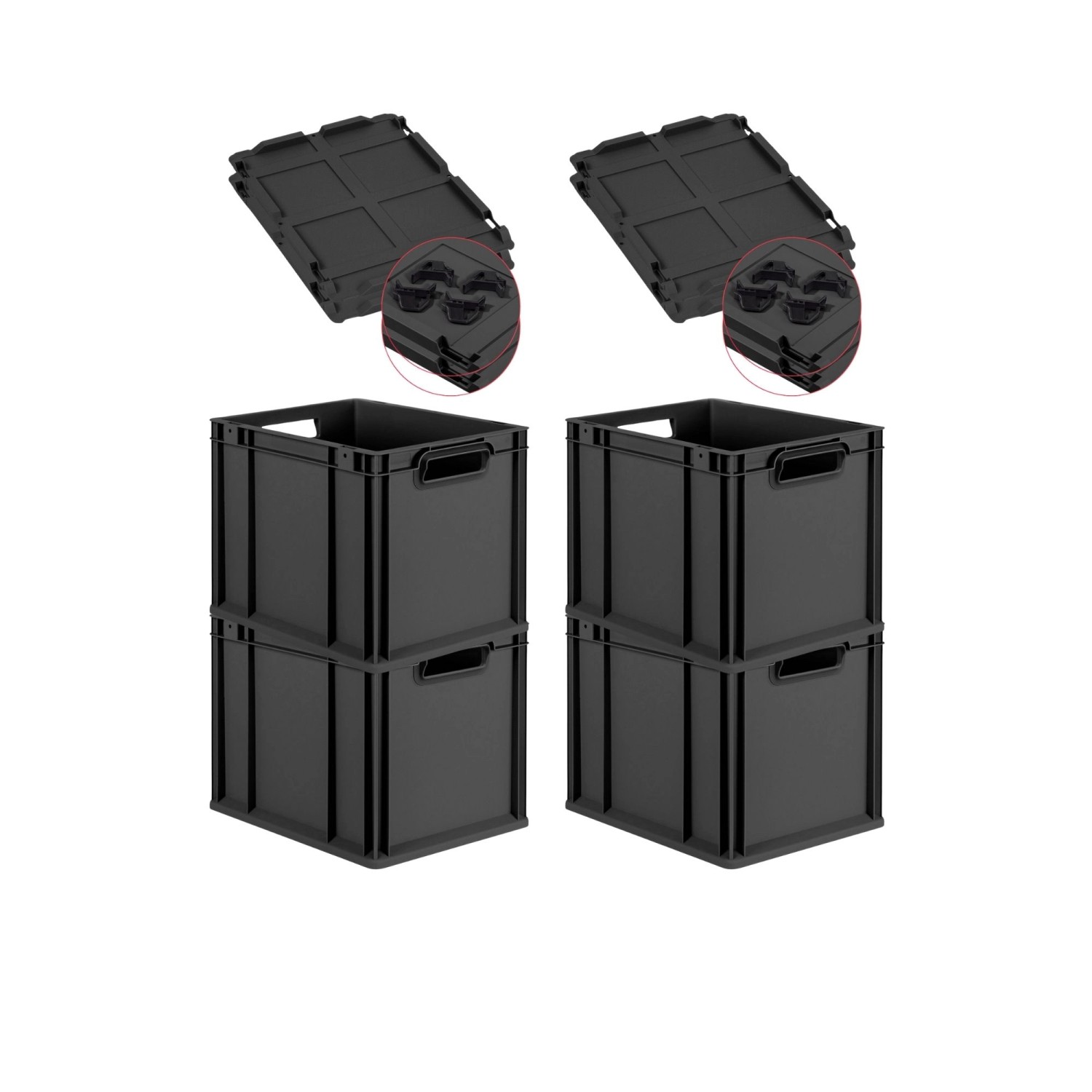 PROREGAL SuperSparSet 4x Eurobox Nextgen Grip Mit Scharnierdeckel Und Schwa günstig online kaufen