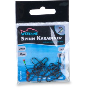 Westline Spinn-Karabiner, 10 Stück, schwarz matt, Tragkraft 18 kg, für Angeln.