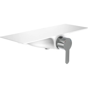 Schütte Duscharmatur Waterway in Weiß mit Ablage und Einhebelmischer.