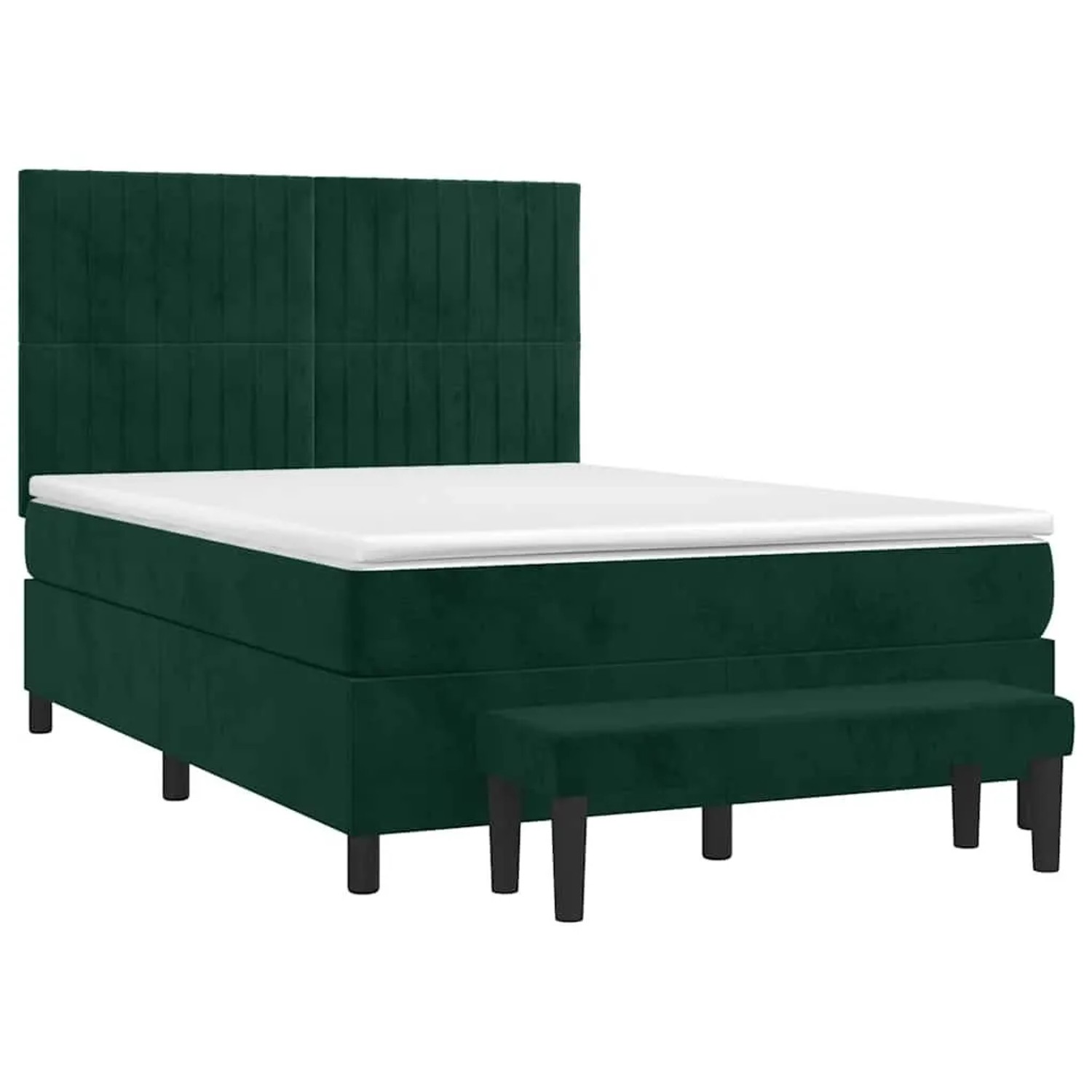 vidaXL Boxspringbett mit Matratze Dunkelgrün 140x200 cm Samt 3137968 günstig online kaufen