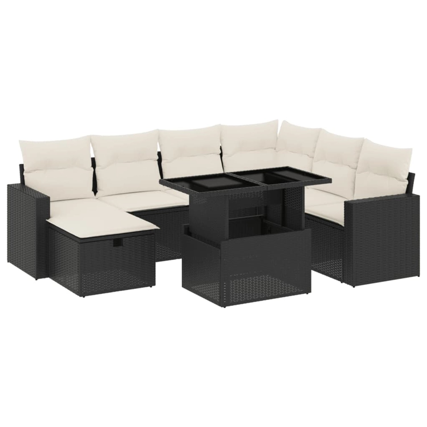 vidaXL 8-Tlg Garten-Sofagarnitur mit Kissen Schwarz Poly Rattan 3274836 günstig online kaufen
