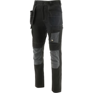 Schwarze Cat Bundhose Essential Work Stretch, robuste Arbeitskleidung mit vielen Taschen.