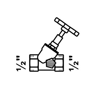 Kirchhoff Schrägsitzventil mit Entleerung, Messing, 18,7 mm (1/2 Zoll).
