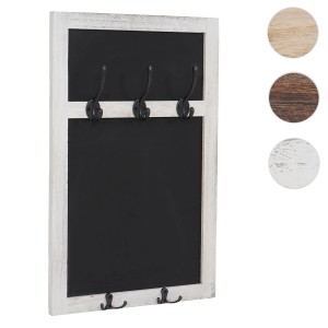 Weiße MCW Wandgarderobe C51 im Shabby Look mit Kreidetafel und Haken.