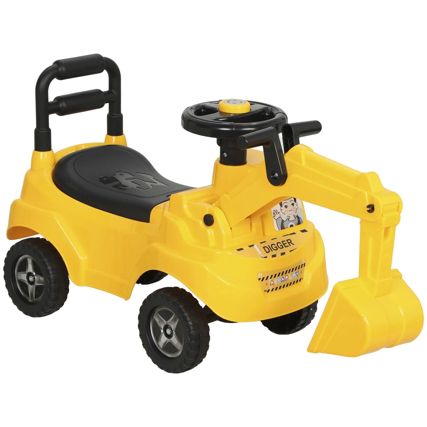 AIYAPLAY Kinder Sitzbagger Kunststoff 77 x 26,5 x 39 cm Gelb