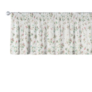 Dekorative, blickdichte Kurzgardine in Ecru mit Blumenmuster für Fenster.