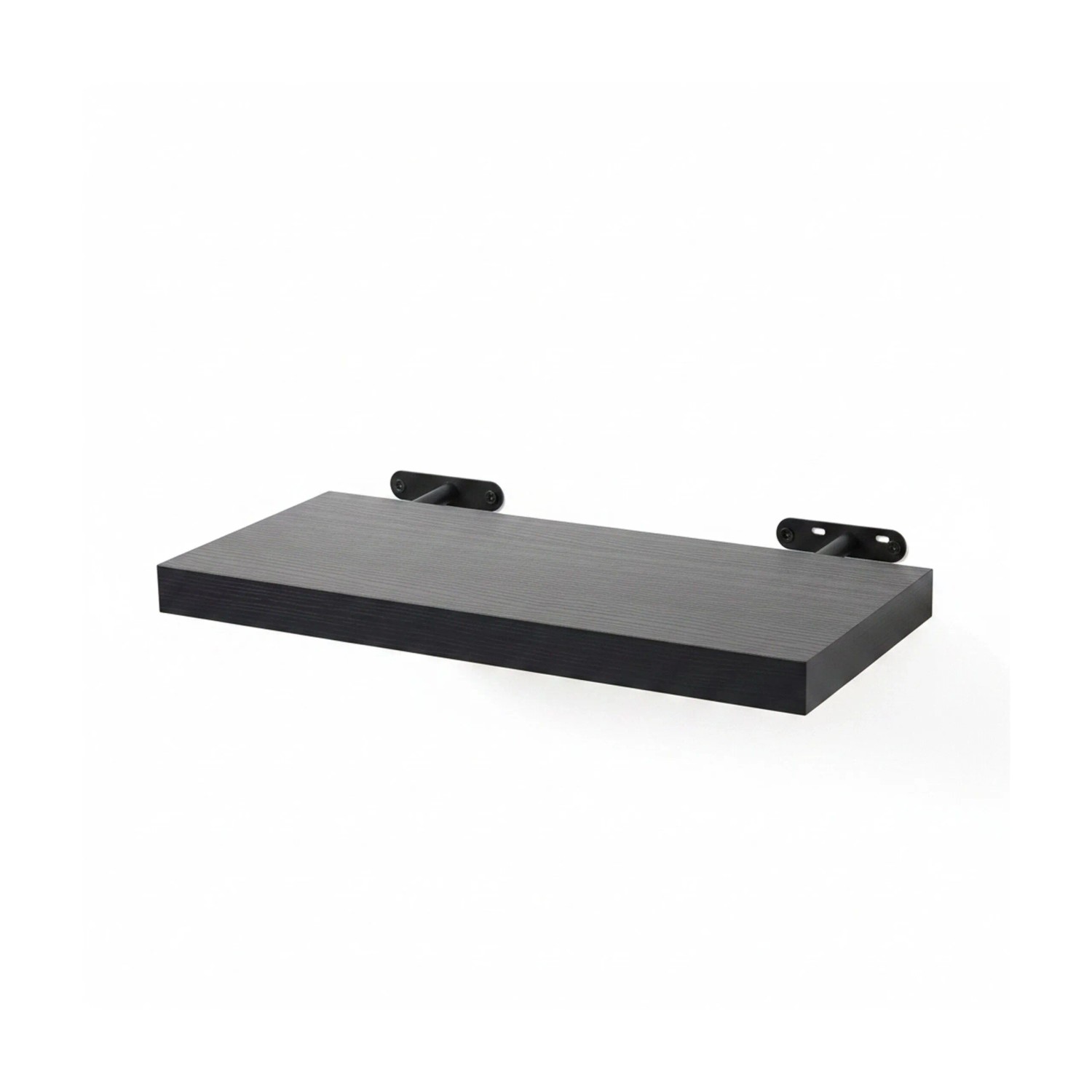 Relaxdays Wandregal MDF Schwarz mit Metallhalterung 40 cm x 23 cm x 4 cm