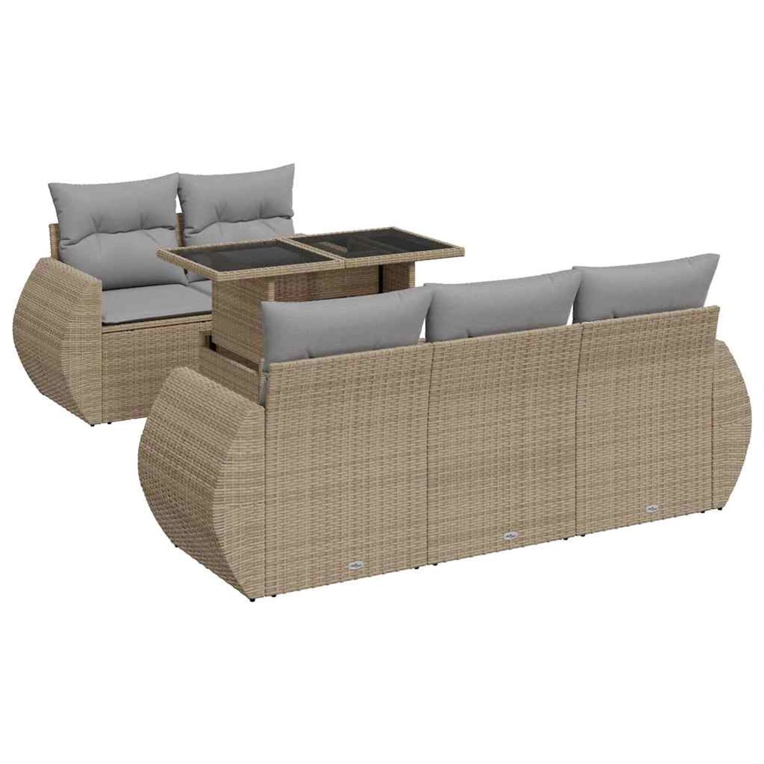 vidaXL 6-Tlg Garten-Sofagarnitur mit Kissen Beige Poly Rattan 3326570 günstig online kaufen
