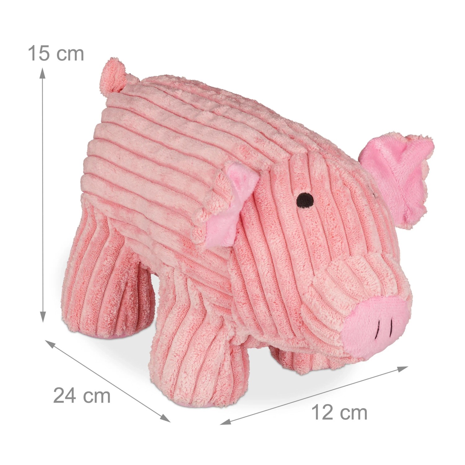 Rosa Plüsch-Türstopper in Schweineform, 15x24x12 cm. Schwerer Türsack für Türen, dekorativ.