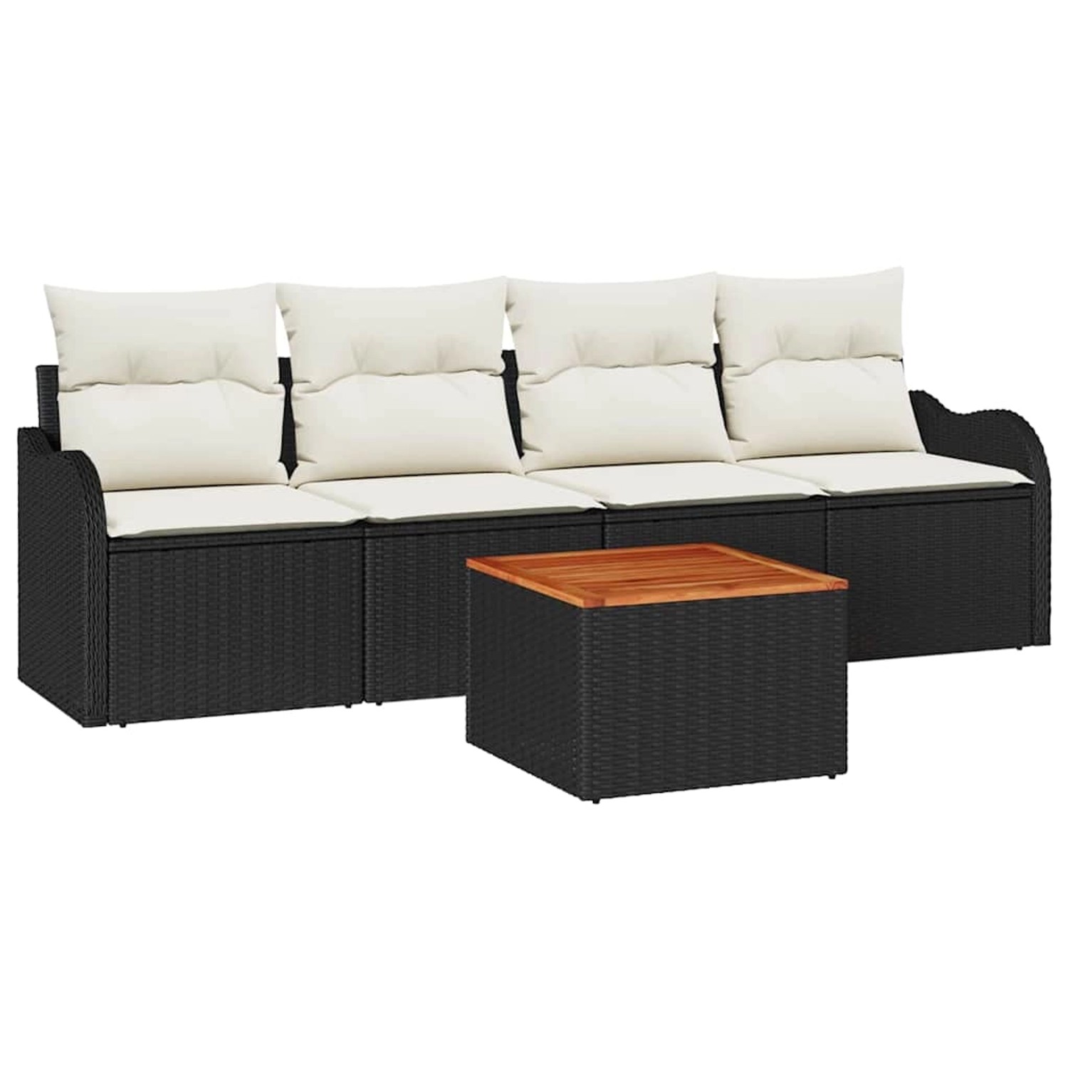 vidaXL Garten-Sofa-Set 5-Tlg Schwarz Poly Rattan 3347383 günstig online kaufen