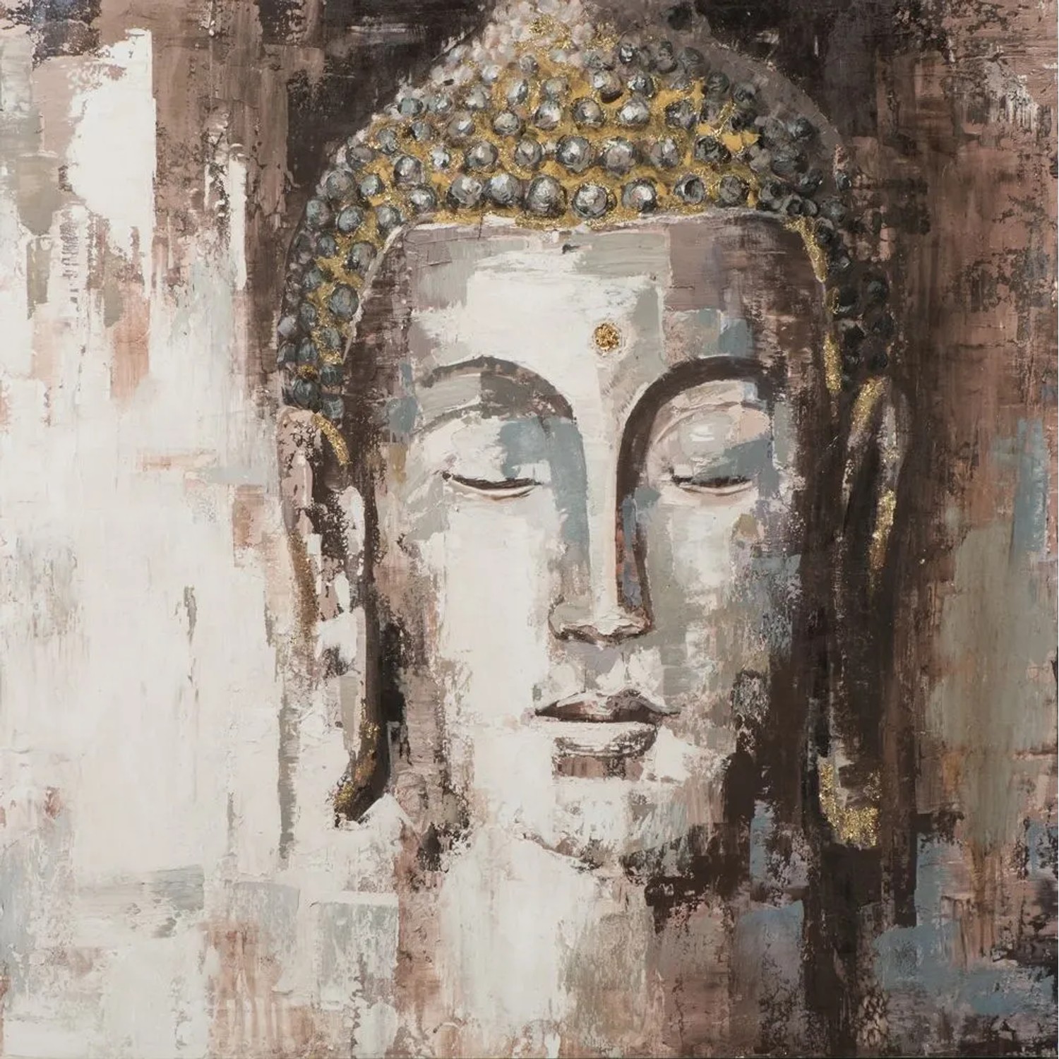 Art Universe Leinwandbild Buddha Mit Schmalem Gesicht 100 x 100 cm
