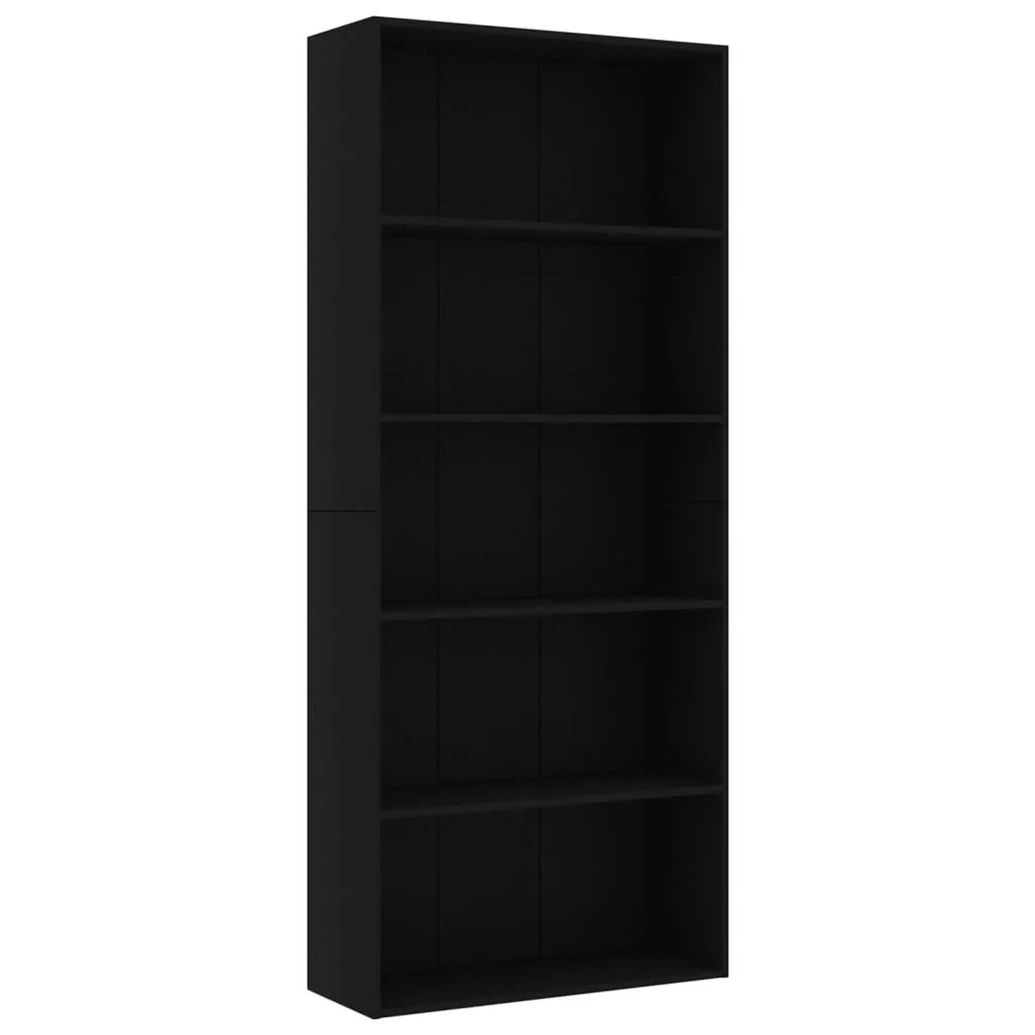 vidaXL Bücherregal 5 Fächer Schwarz 80x30x189 cm Holzwerkstoff 801027 günstig online kaufen