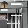 Detailansicht: Grauer HOMCOM Stoffschrank mit Kleiderstange, Fächer und Reißverschlusstür.