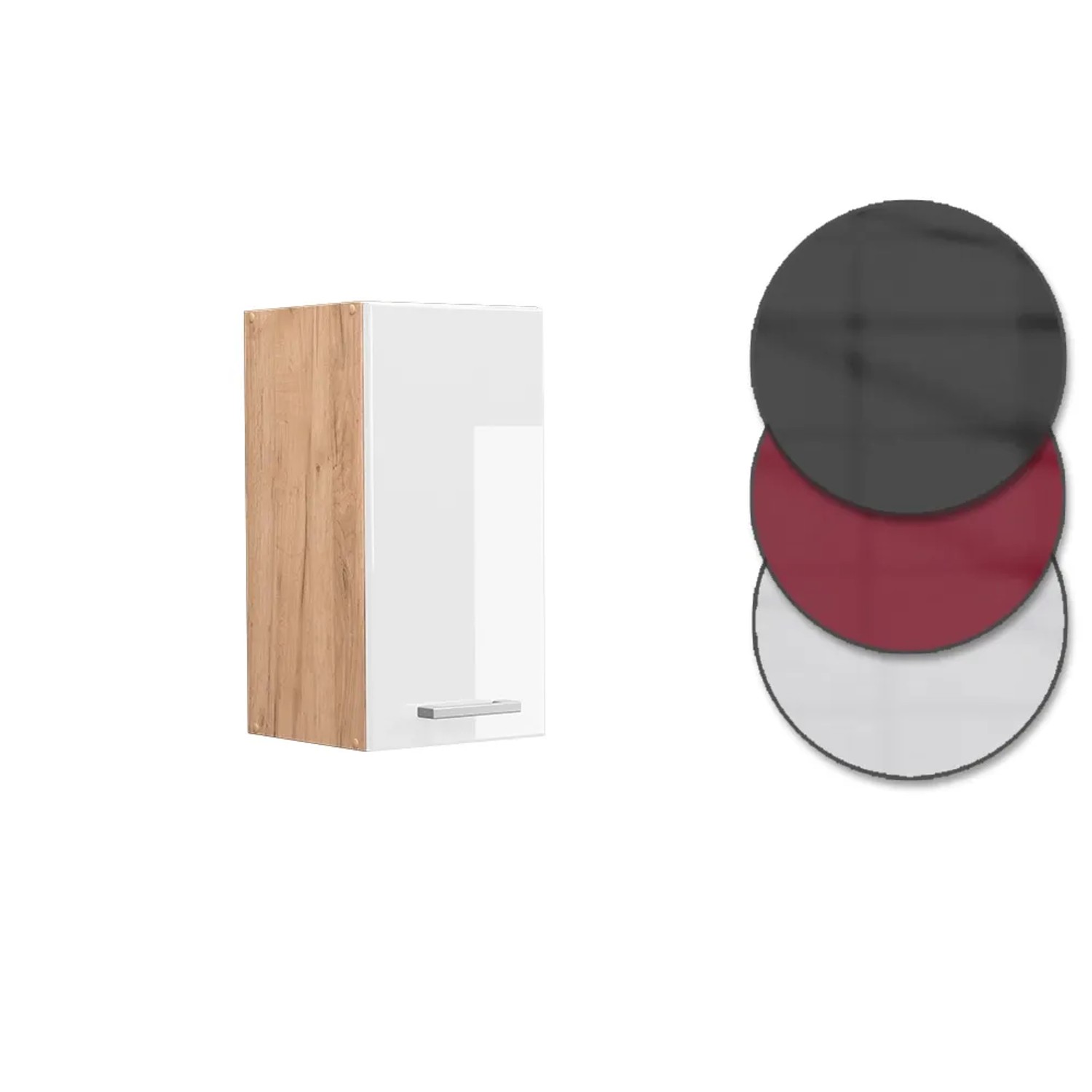 Vicco Hängeschrank R-Line, Küchenschrank in Weiß Hochglanz/Goldkraft Eiche, 30 cm breit.