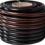 Aufgerollter, schwarzer Fitt Solarschlauch Professional 13 mm mit orangenen Streifen.