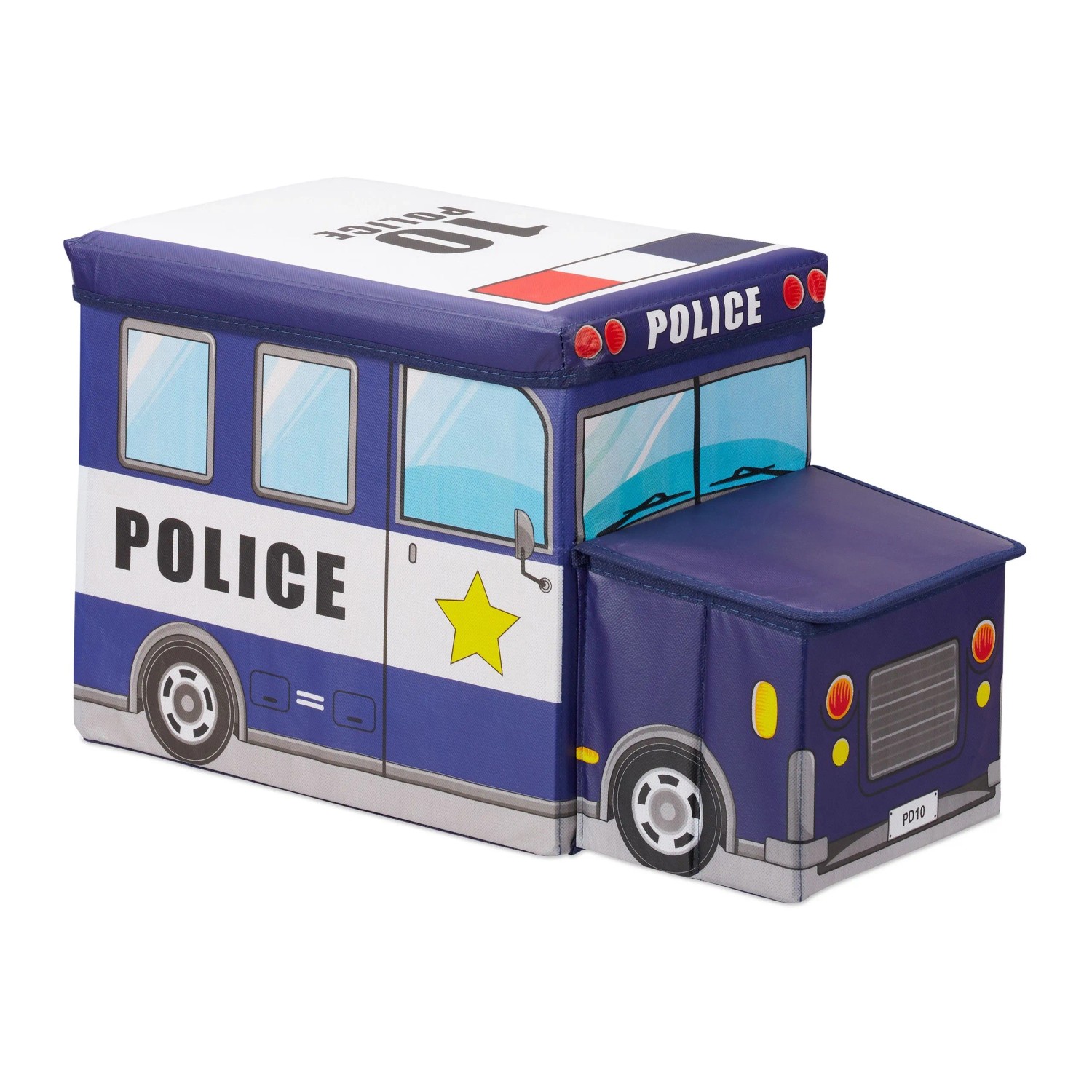 Relaxdays Sitzbox Polyester Mehrfarbig Police Faltbar Gepolstert 33 cm x 27 cm x 56 cm 1,5 kg