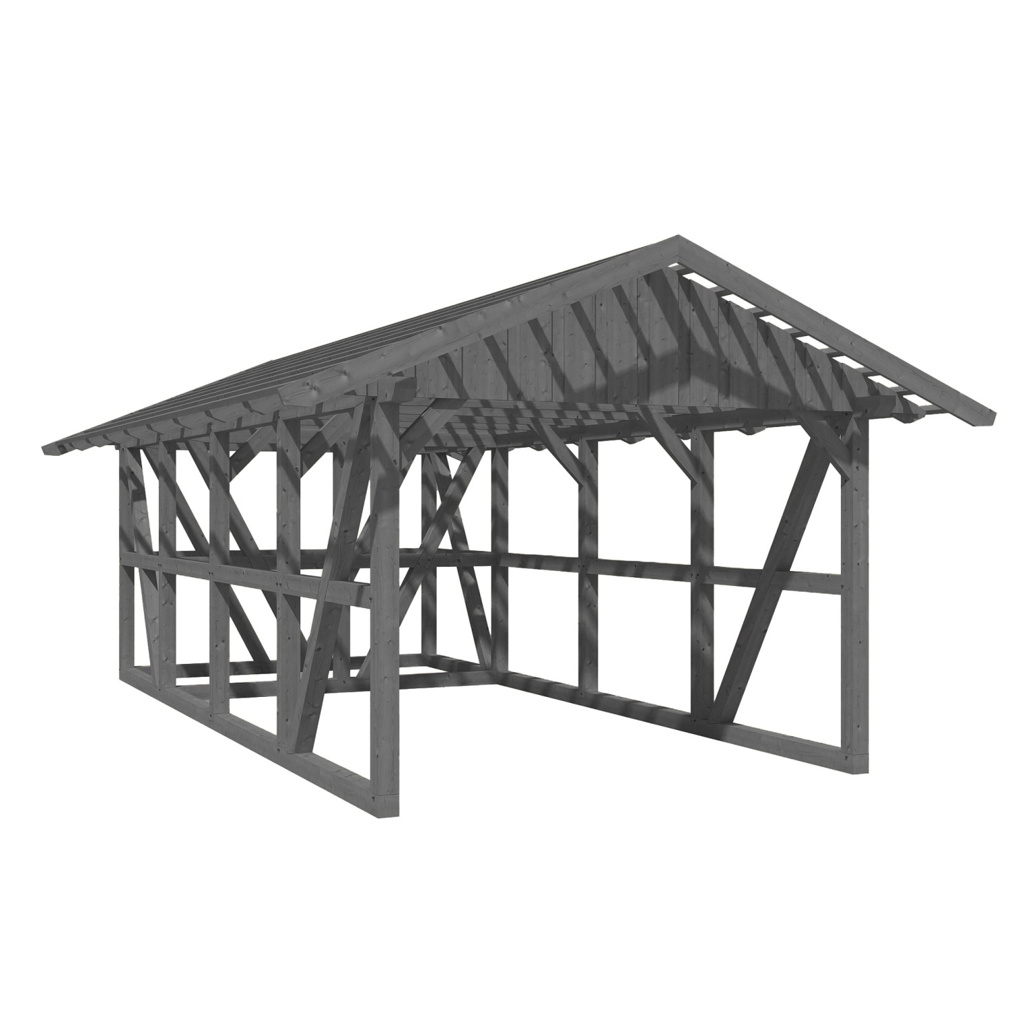 Skan Holz Carport Schwarzwald m. Dachlattung u. Abstellr. 424 x 772 cm Grau günstig online kaufen