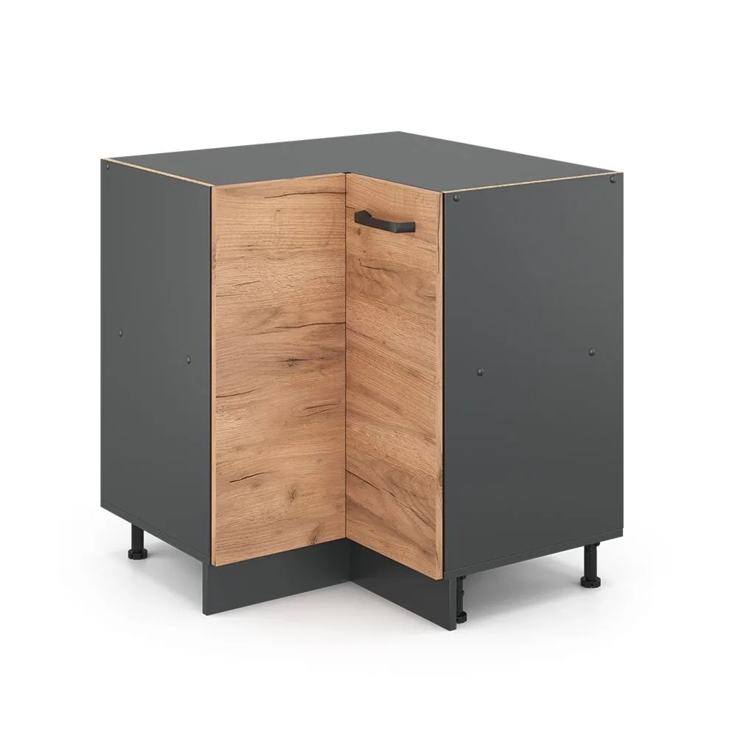 Vicco Eckunterschrank R-Line Goldkraft Eiche Anthrazit 76 cm ohne Arbeitsplatte