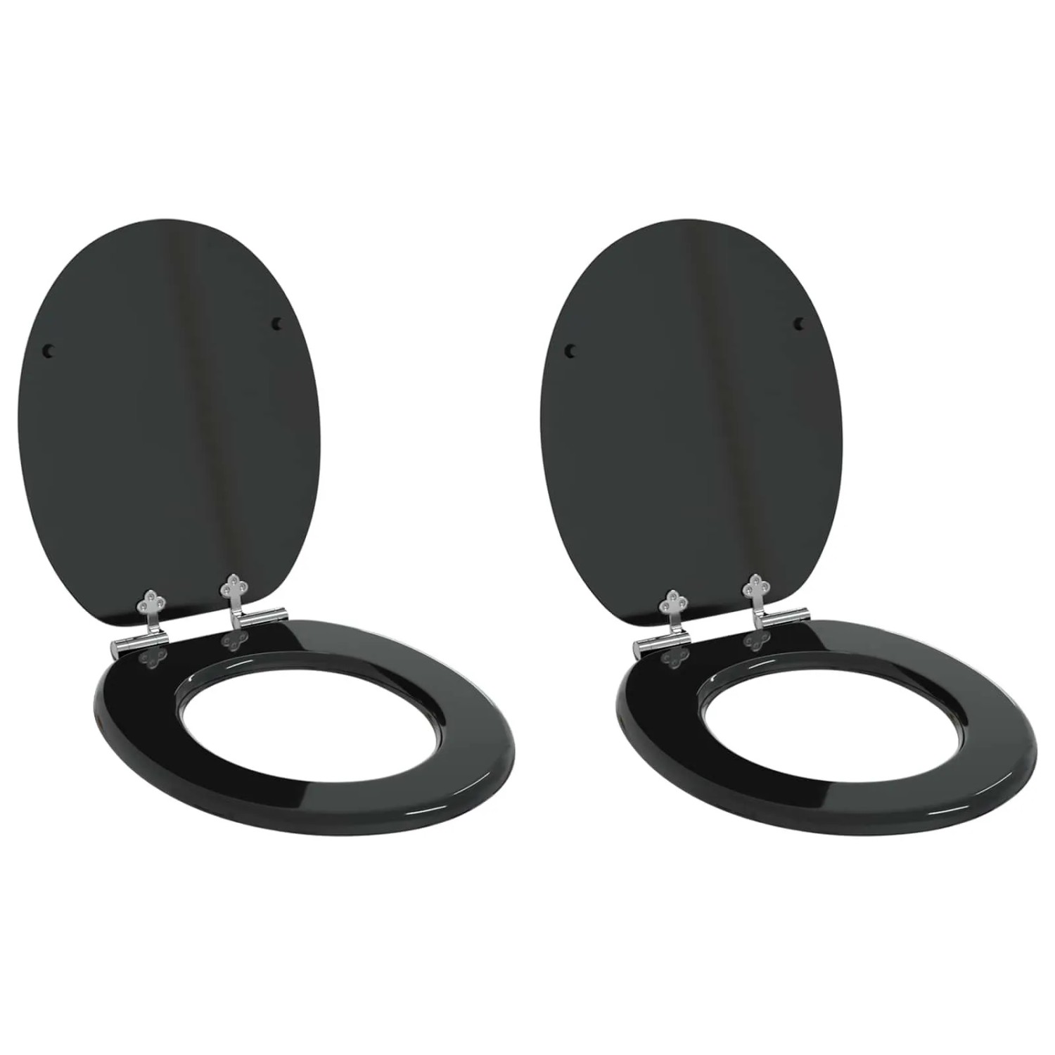 vidaXL Soft-Close Toilettensitz 2 Stk Schwarz 44 x 38 cm MDF-Platte 3414530