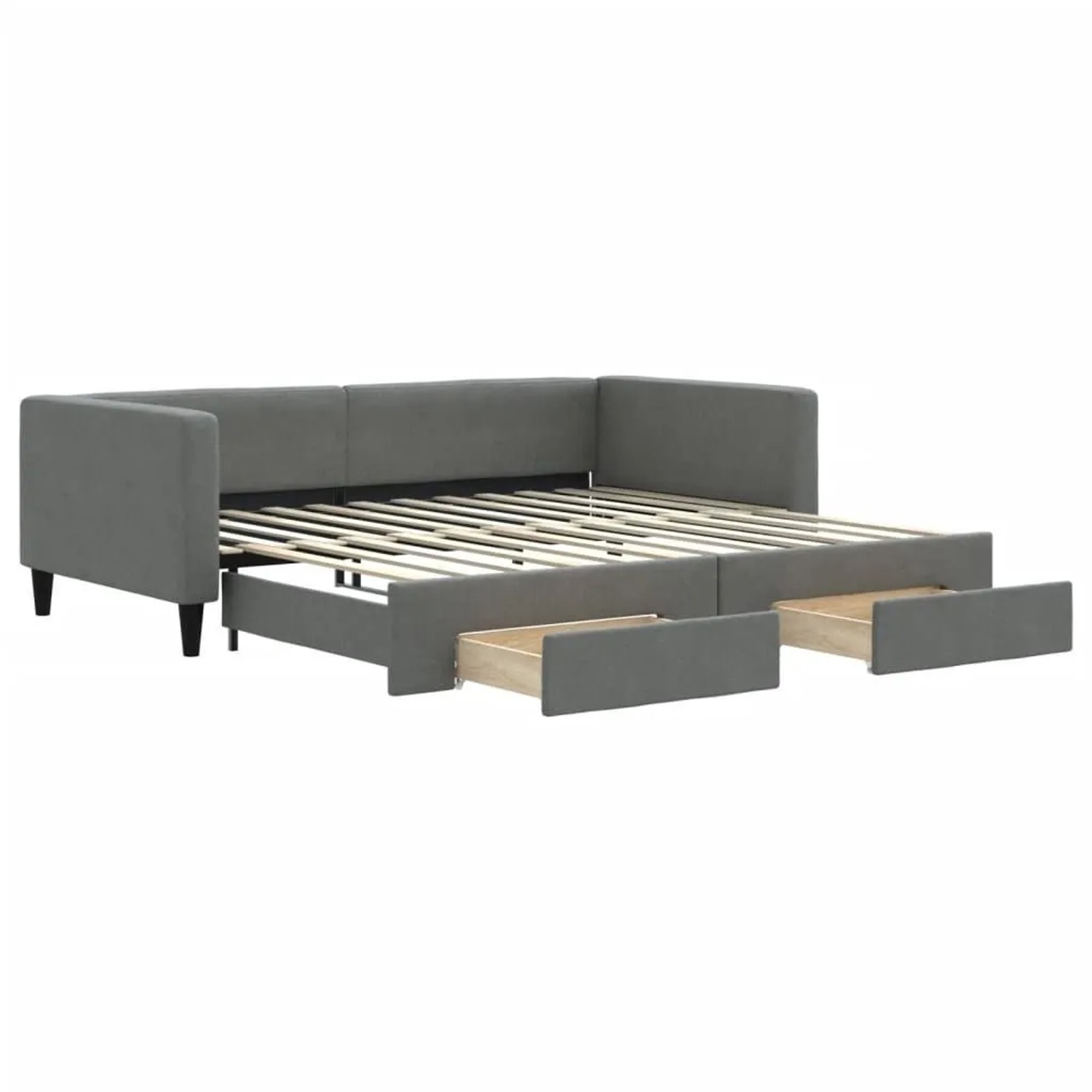 vidaXL Tagesbett Ausziehbar mit Schubladen Dunkelgrau 100x200 cm Stoff 3196 günstig online kaufen