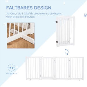 PawHut Absperrgitter, 4-teilig, weiß, faltbar und platzsparend. Ideal als Hundeklappe.