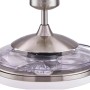 BEACON Deckenventilator Fanaway EVO 2 mit Chrom-Gehäuse und transparenten Acrylglas-Flügeln.