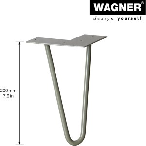 Wagner Möbelbein Hairpin, 200 mm, Moss Grey, aus Stahl mit Anschraubplatte für Möbelbau.