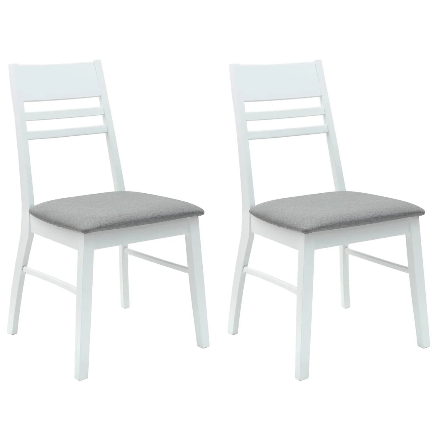vidaXL Esszimmerstühle 2 Stk Weiß 43 x 54 x 89 cm Massives Gummiholz 42020442
