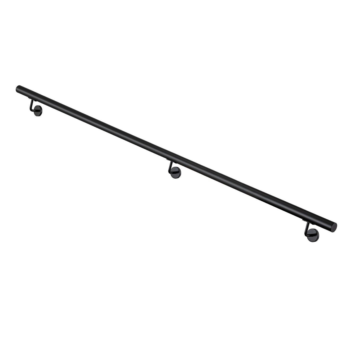 Duschparadies Handlauf Komplettset Edelstahl 304 220 cm Matt Schwarz inkl. Halterungen