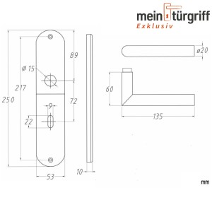 MeinTürgriff Drückergarnitur Liverpool Edelstahl Renovierungsschild Langschild Türdrücker Griff BB