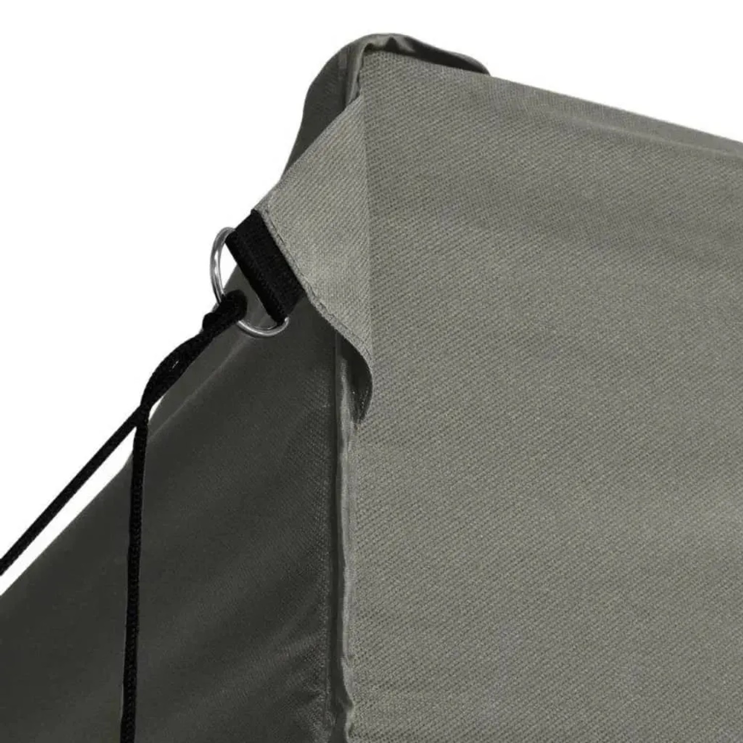 Detailaufnahme: Anthrazitfarbenes vidaXL Faltzelt Pop-Up, Ecke mit Öse und Spannseil.