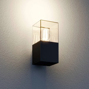 Lucande Wandleuchte Außen Keke 9619239 Spritzwassergeschützt Modern in Schwarz aus Aluminium 1-flammig E27