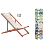 Beliani Gartenliegen Set, Holz/weiß mit Stoffbezügen zur Auswahl.