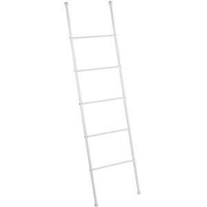 Wenko Handtuchleiter Viva, weißer Stahl, 5 Stangen, zum Anlehnen, moderner Handtuchhalter.