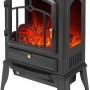 Schwarzer El Fuego Elektrokamin Como mit Heizung und Flammeneffekt.