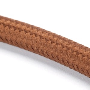 Braunes 3-adriges Textilkabel als Meterware für Lampen und Leuchten.