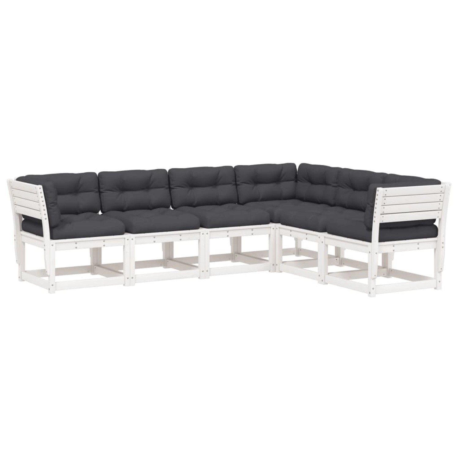 vidaXL 6-Tlg Garten-Sofagarnitur mit Kissen Weiß Massivholz Kiefer 3217026
