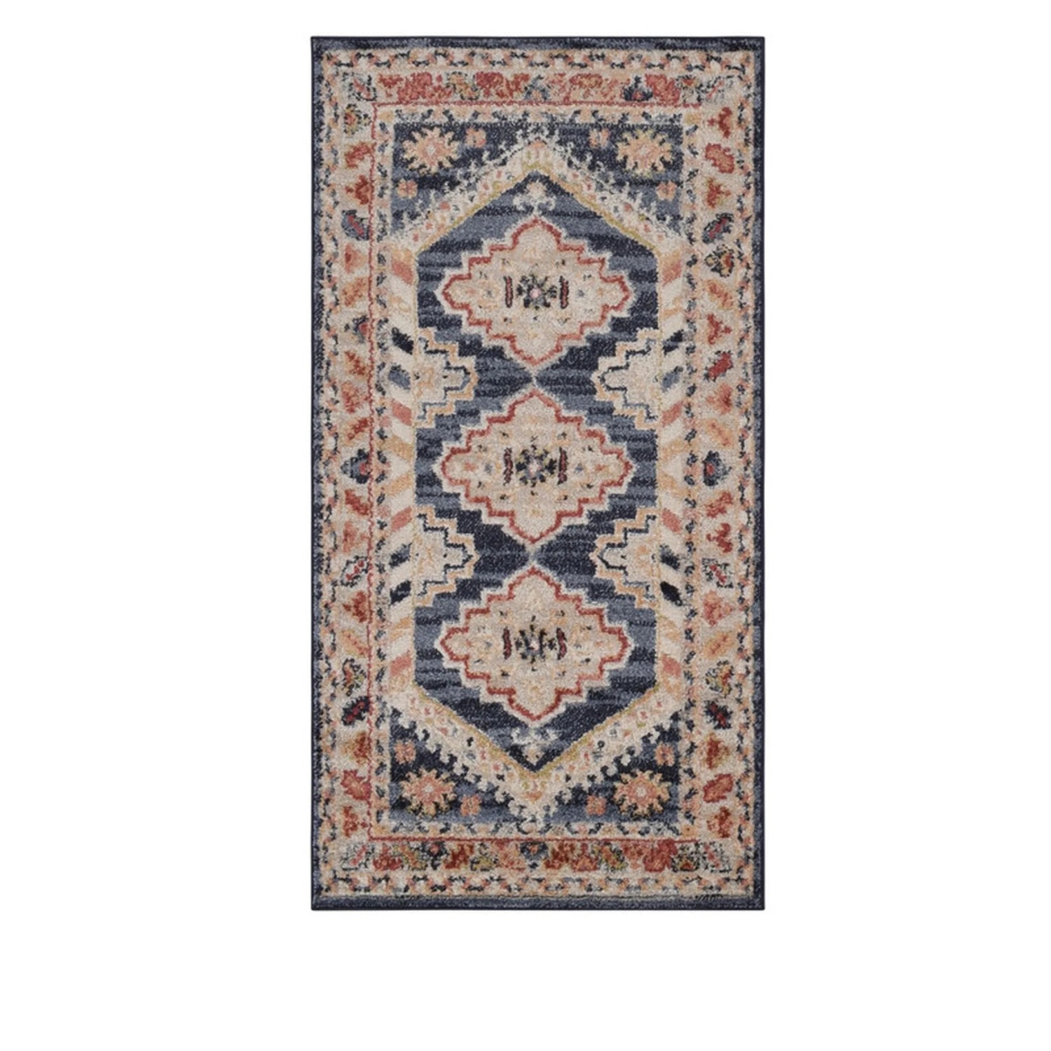 Vercai Rugs Teppich Florence Medaillon Marineblau Beige 200 x 290 cm