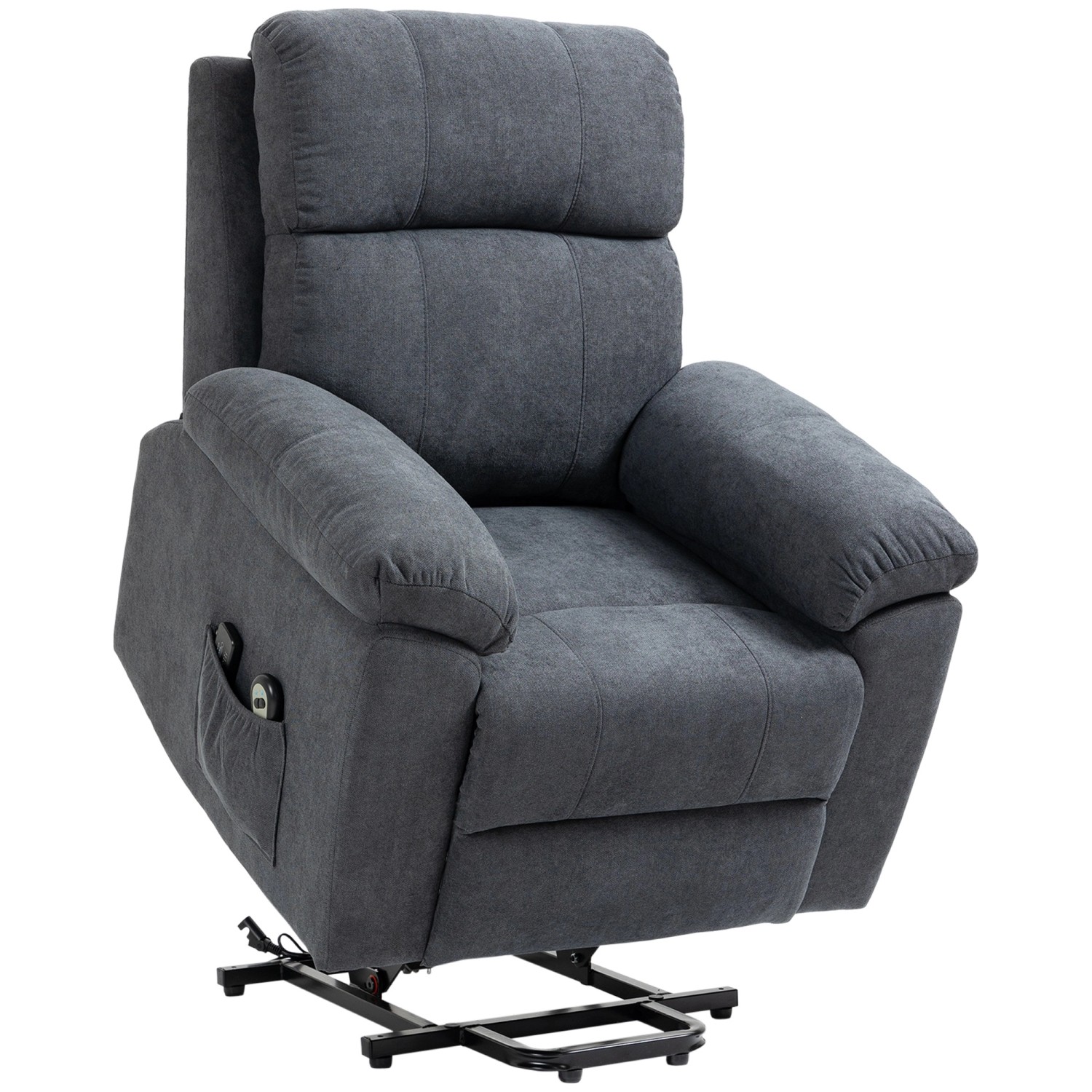 HOMCOM Sessel mit Aufstehhilfe Leinen Polyester Schaumstoff Stahl Grau günstig online kaufen