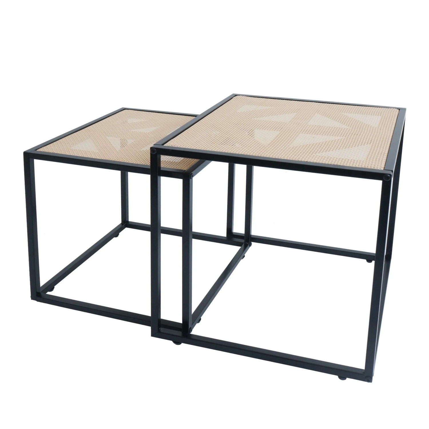 MCW 2er-Set Beistelltisch N88 Geflecht Rattan-Optik