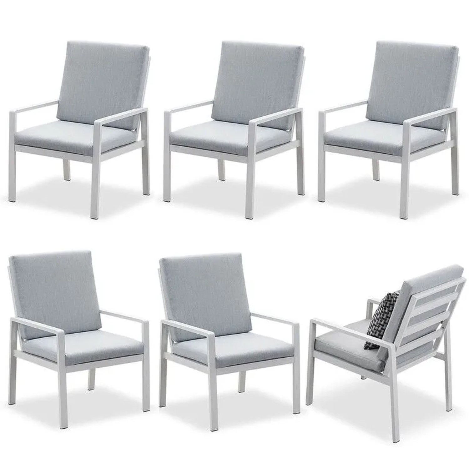 MeXo 6 St Aluminium Gartenmöbel Esstischstuhl Weiß