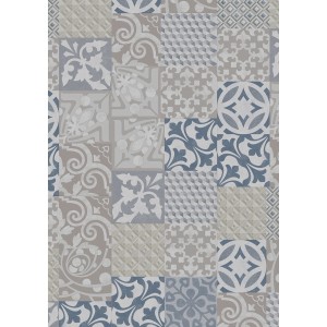 Gerflor Vinylboden Provence Blue mit Steinoptik und verschiedenen Mustern.