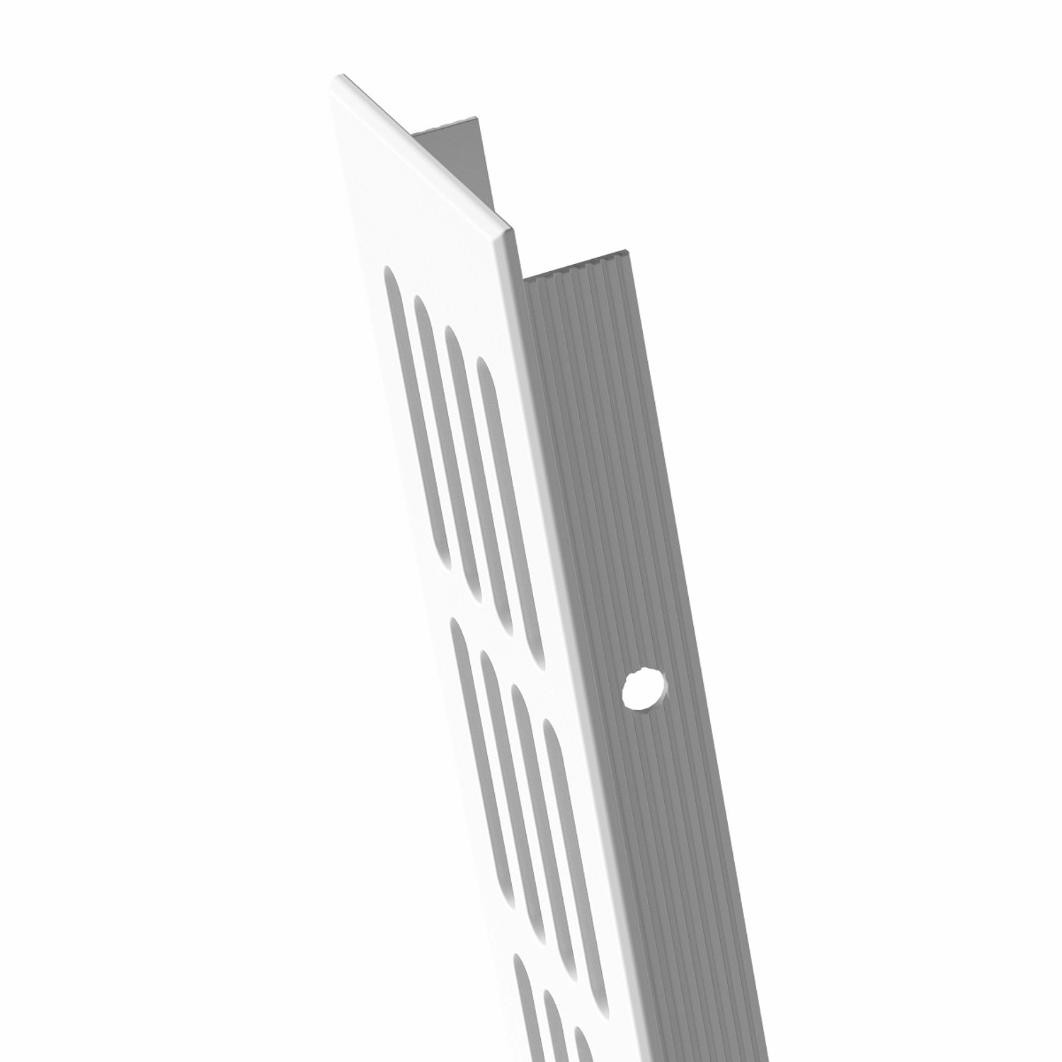Weißes MS Beschläge Lüftungsgitter, 60x200mm, RAL 9016, mit gleichmäßiger Lochstruktur.