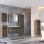 Held Möbel Einzelwaschtisch Bari 80 cm, grau matt, mit Softclose in Badezimmer-Szene.