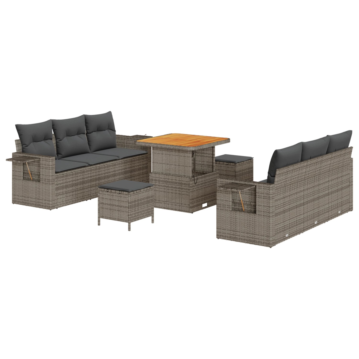 vidaXL Garten-Sofa-Set 9-Tlg Grau Poly Rattan 3361698 günstig online kaufen
