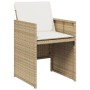 Gartenstuhl aus Poly Rattan in Beige mit cremeweißen Kissen, Teil der vidaXL Garten-Essgruppe.
